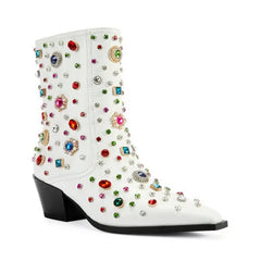 Embroidered Pointed Toe Boots