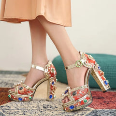 Embellished Platform Stiletto Heels