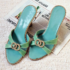 Woven wedge heeled sandals