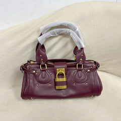 Gold Lock Leather Tote Bag