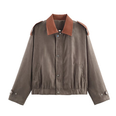 Collared Cropped Jacket - Front View