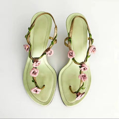 Floral Thong Slingback Flat Sandals