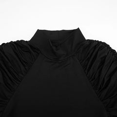Ruched Mock Neck Long Sleeve Mini Dress