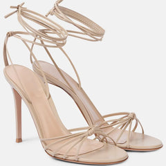 Strappy Pointed Toe Thin Heel Ankle Wrap Sandals