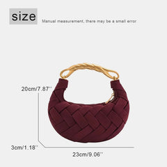 Dimensions of the woven faux suede top.
