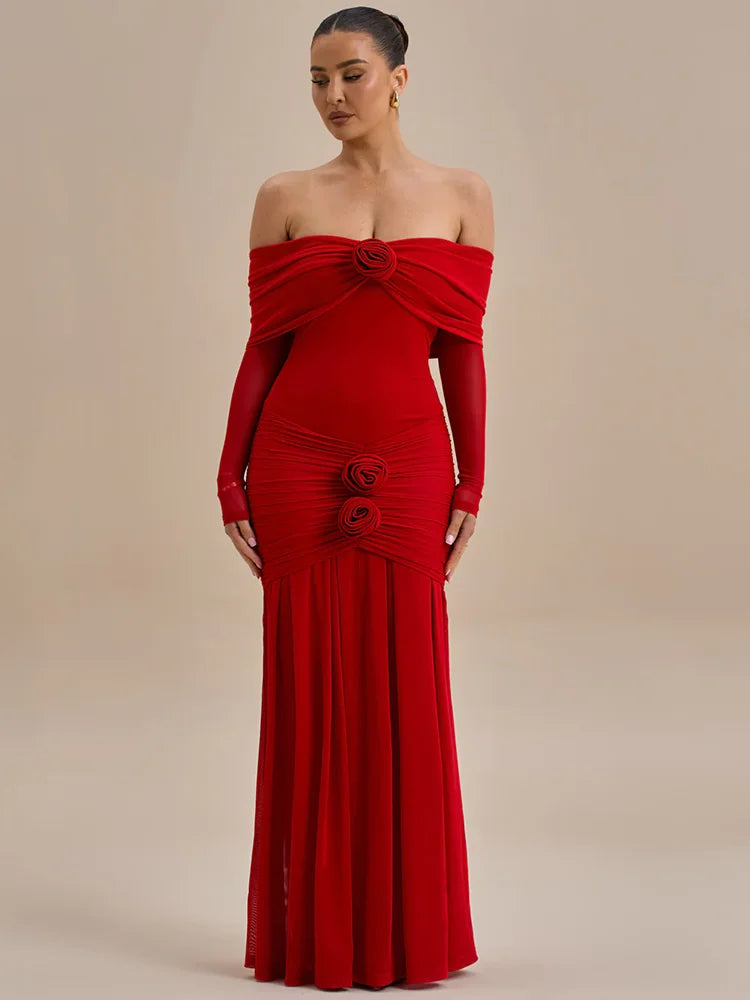 Strapless draped neckline gown with sculpted silhouette