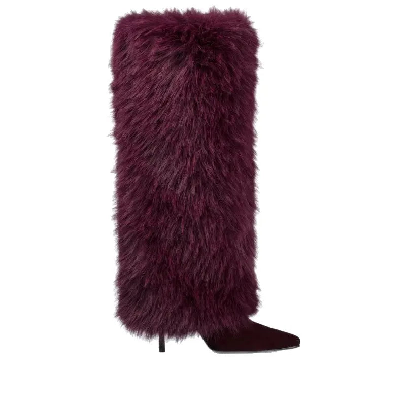Purple fur boot cover