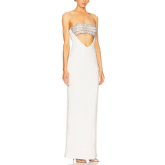 Strapless embellished cutout column maxi dress side view