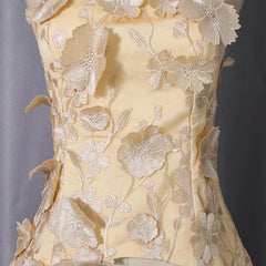 Peach Floral Embroidered Strapless Top and Pleated Maxi Skirt Set