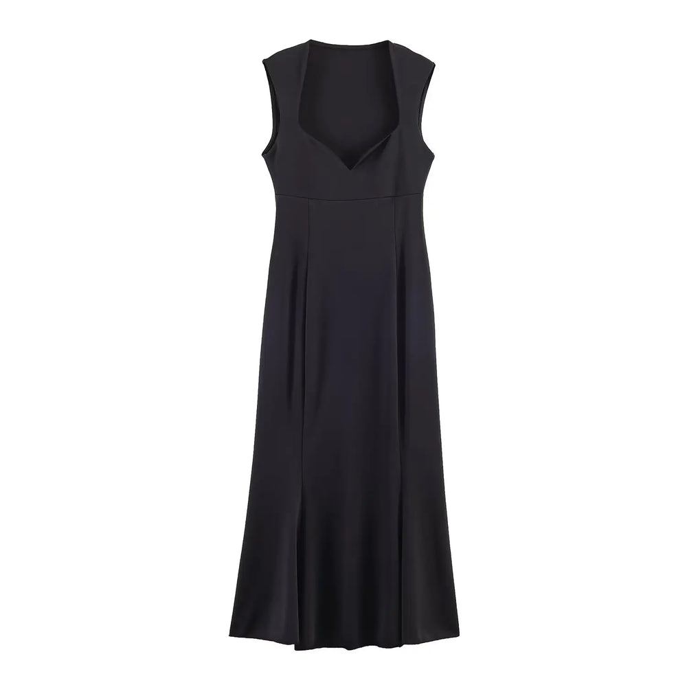 Black sleeveless dress on a white background