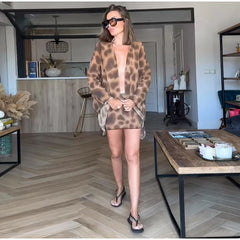 Leopard Cowl Collar Digital Print Mini Dress – Beach Vacation