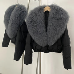 Cropped Fur Collar Puffer Jacket