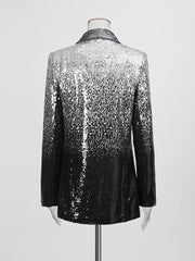 Black sequin jacket on a mannequin against a white background