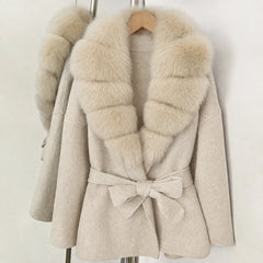Faux Fur Trim Belted Jacket