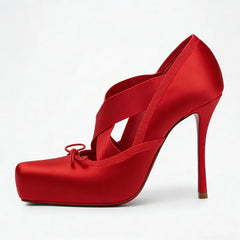 Satin Ballet Criss Cross High Heels