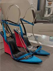 Wedge Gold Heel Ankle Strap Sandal