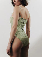 Green Lace Corset Bodysuit