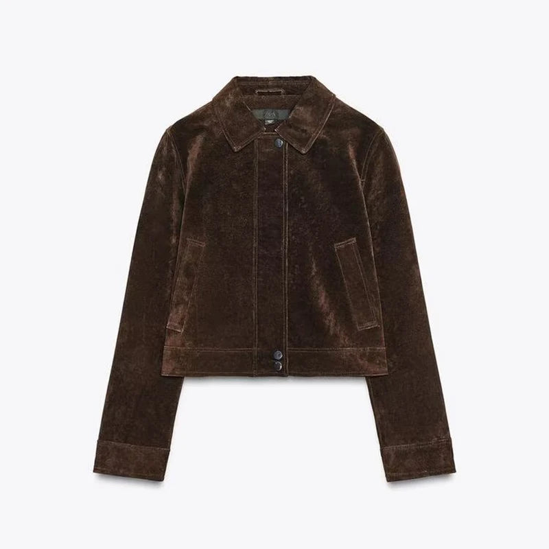 Brown velvet jacket on a white background