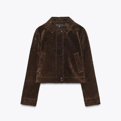 Brown velvet jacket on a white background