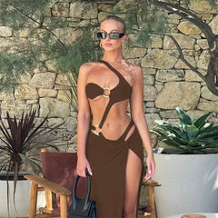 Monochrome Ring Cut-Out One-Piece Swimwear Set