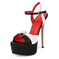 Peep Toe Platform Mixed Colors Stiletto