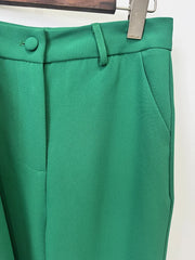 Lace-Up Blazer Flared Pants Suit