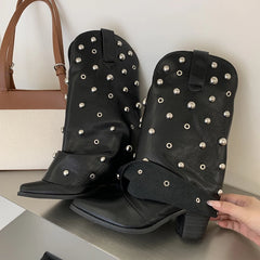 Studded Suede Fold Over Boots