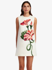 White Embroidered Floral Mini Dress