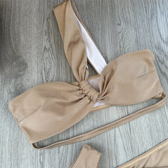 Twisted One Shoulder Top and Skirt Bikini