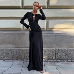 Front Cutout Long Sleeve Maxi Dress