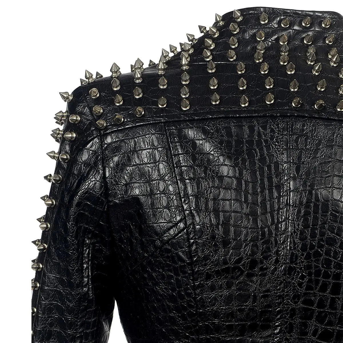 Black leather jacket with gold studs