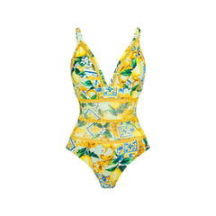 Ruffle Trim Floral Print Swimwear Set