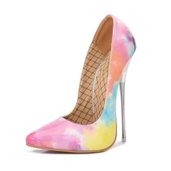16cm Patent Stiletto Heels | Pointed Toe Pumps with Tie-Dye Soles