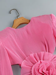 Pink Cutout Mini Dress with Sculpted Flower Detail