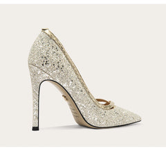 Sparkly high-heeled shoe on a light background