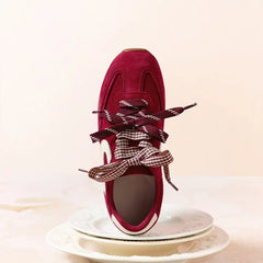 Suede Sneakers with Bow Detail Lace-Up