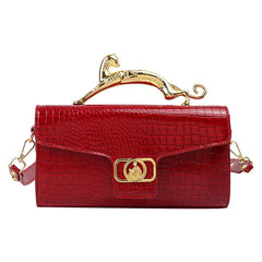 Embossed Croc Effect Animal Sculpture Top Handel Bag