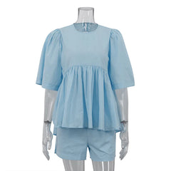 Light Blue Two-Piece Set | Relaxed Summer Shorts Outfit