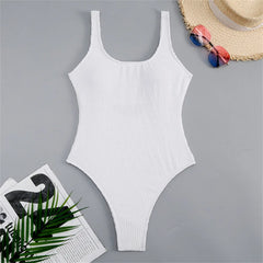 Ribbed High-Cut One-Piece Swimwear