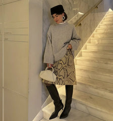 Snake Print Midi Pencil Skirt