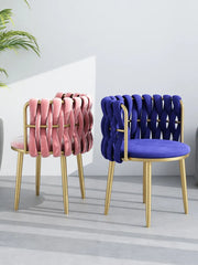 Leisure Chair Woven Velvet Soft Chairs Dining Stool