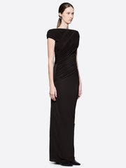Draped Fold Detail Cap Sleeve Maxi Dress