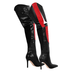 Patchwork Pointed Toe Over The Knee Boots