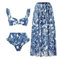 Bustier One-Piece Swimsuit and Wrap Skirt Set
