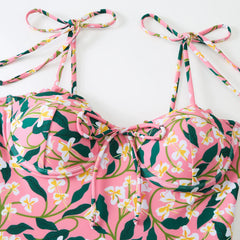 Printed One Piece Swimsuit with Beach Skirt