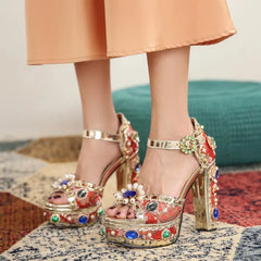 Embellished Platform Stiletto Heels
