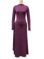 Turtleneck Draped Long Sleeve Maxi Dress