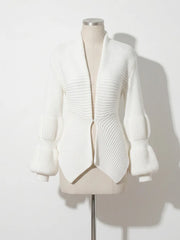 Asymmetrical Ribbed Button Cardigan