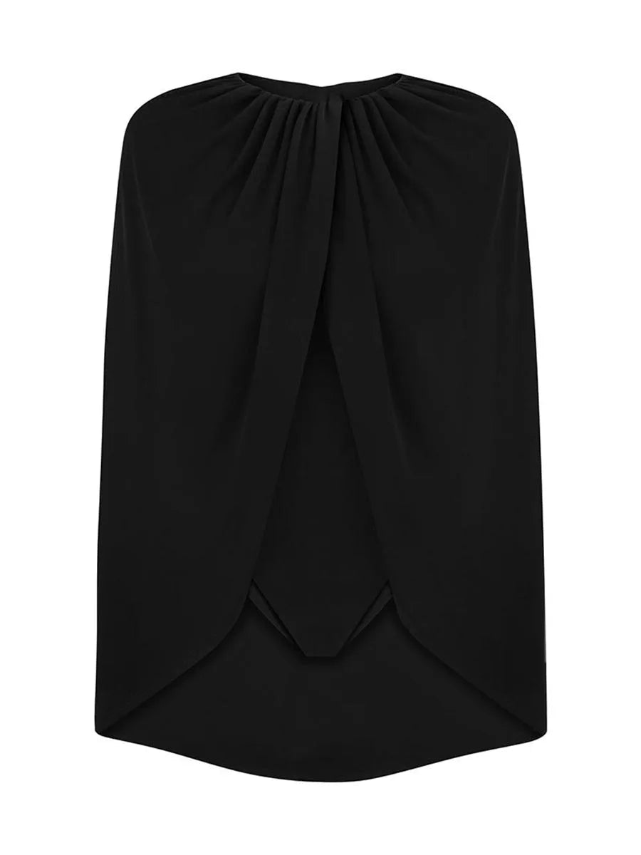 Black strapless top with a gathered design