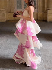 Floral Print Layered Midi Dress
